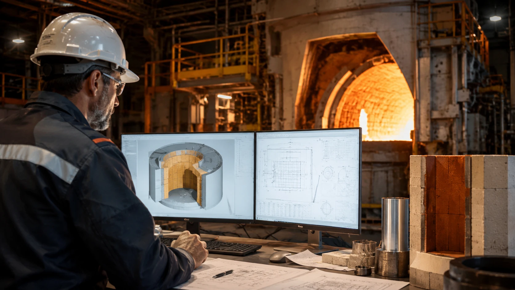 High-temperature industrial furnace with heated metal